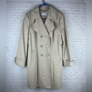 Classic Double Breasted Tan Trench Coat Size 14 Long Lined by Preston & York